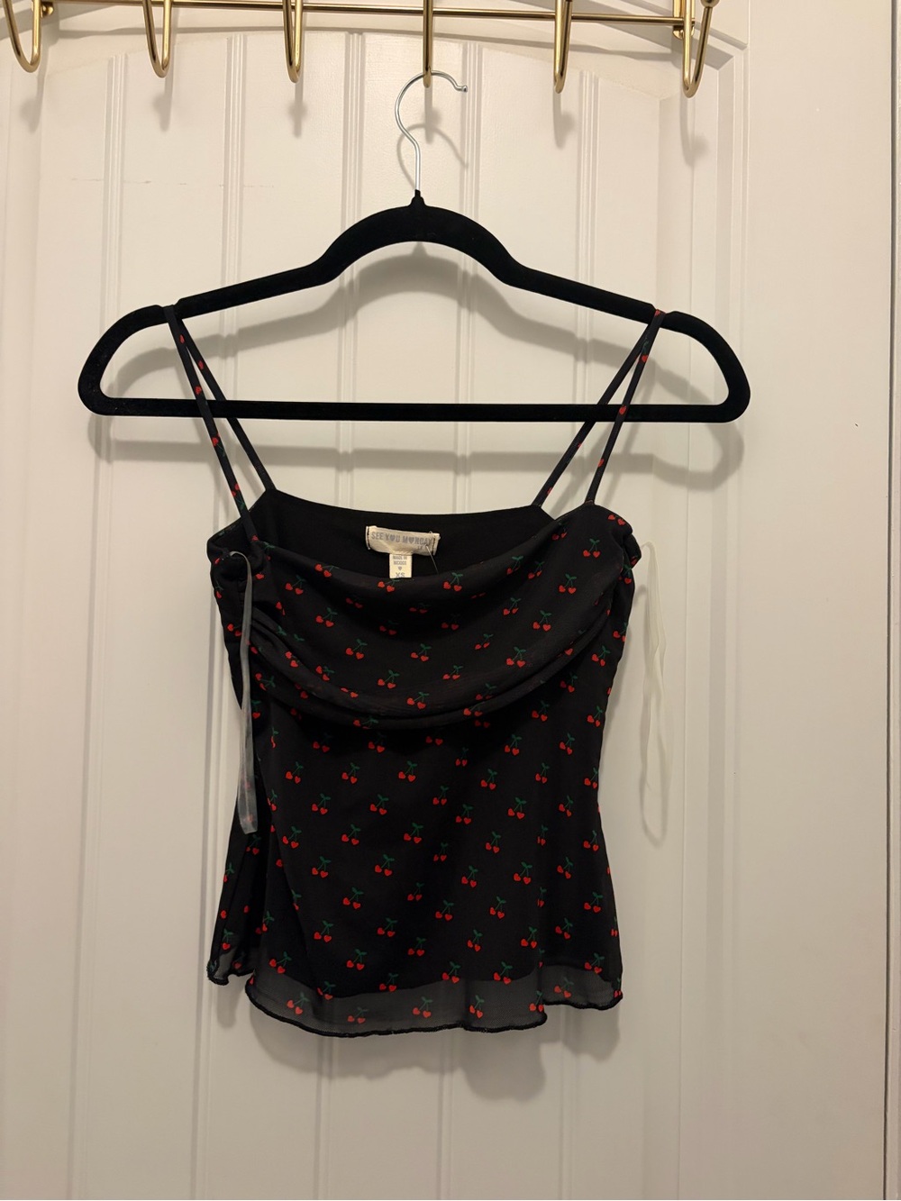 See You Monday Black Cherry Print Cowl Neck Camisole